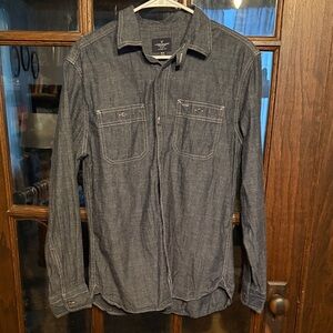 American Eagle Outfitters Dark Blue Button Down Shirt
